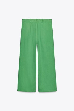 ZARA БРЮКИ С ВЫСОКОЙ ПОСАДКОЙ LIMITED EDITION, ЗЕЛЕНЫЙ