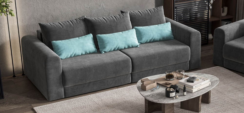 Модульный диван РИЧМОНД MODOOL Велюр Monolit серый