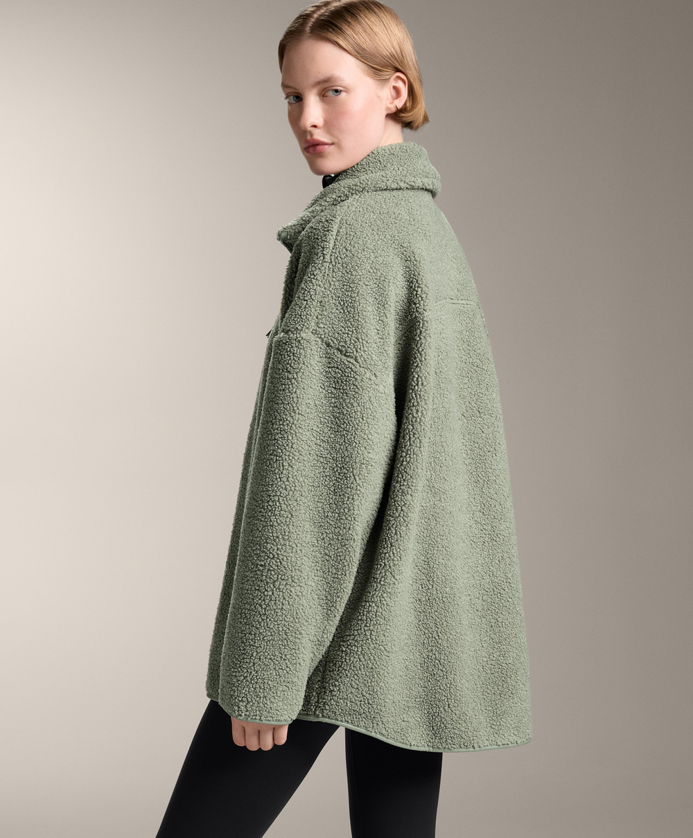 Oysho Куртка из искусственной шерсти, линялый хаки