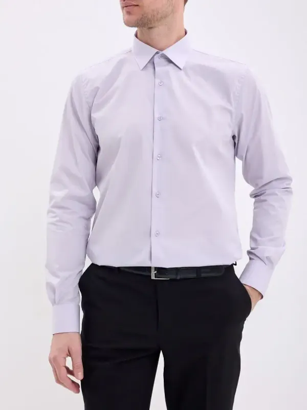 Рубашка на высокий рост LONG SLIM FIT с длинным рукавом, перламутровая