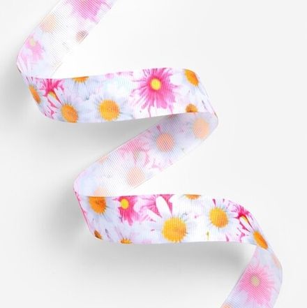 Лента РЕПСОВАЯ 25 мм Ромашки (18 м)