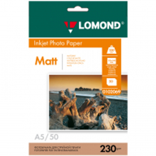 Фотобумага А5 (210*148) для стр.принтеров Lomond, 230г/м2 (50л) мат.одн. 102069
