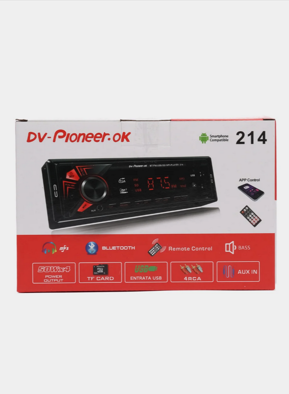 Автомагнитола FM/BT/USB/TFplayer DV-Pioneer.OK 214