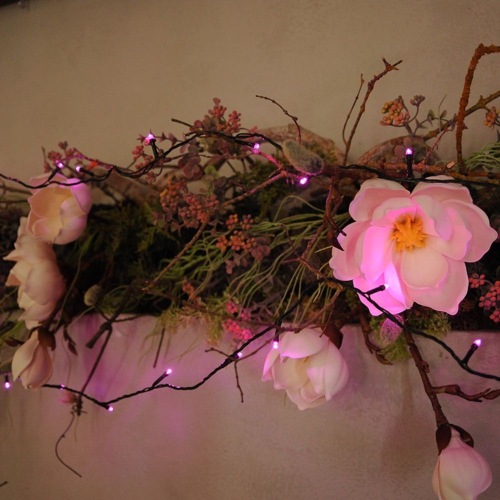 ULD-S0500-050-DGA PINK IP20 Гирлянда светодиодная. 5м. 50 светодиодов. Розовый свет. Провод зеленый. ТМ Uniel