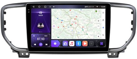 Магнитола для KIA Sportage 2018-2021 (рамка черная) - Carmedia OL-9780-2 QLed+2K, Android 12, TS10,  CarPlay, 4G SIM-слот