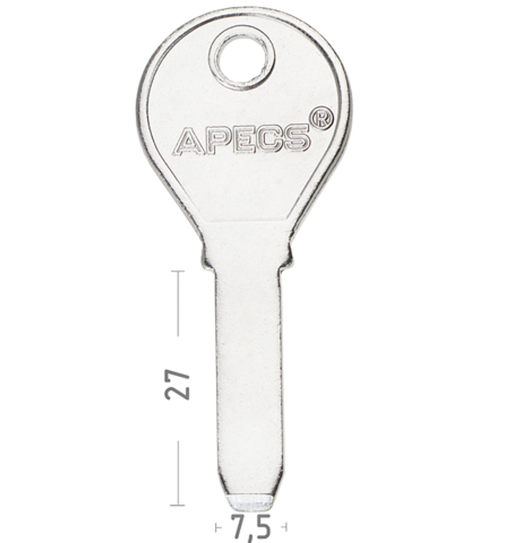 Заготовка вертикального ключа 10497 Apecs RSL-1 КНР