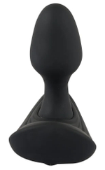 Черный вибростимулятор простаты Butt Plug с функцией расширения - 10,7 см. (Цвет: черный)