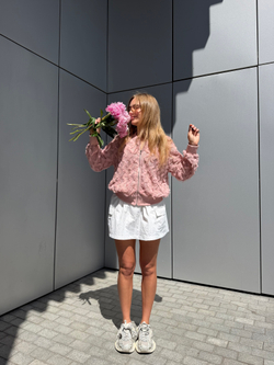 Кружевной бомбер Boho розовый