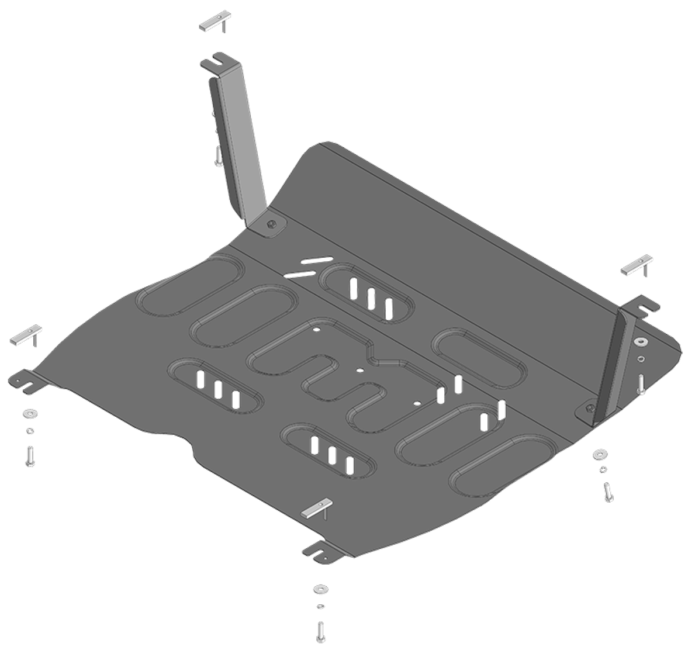 Защита картера Двигателя, КПП. 2 мм, Сталь. для Jac JS6 2022-н.в. MOTODOR.78302