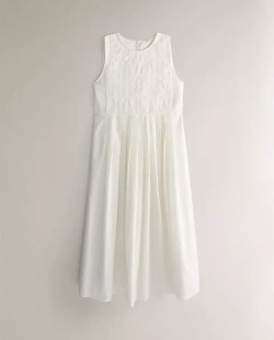 ZARA HOME ПЛЯЖНОЕ ПЛАТЬЕ МИДИ С ЗАЩИПАМИ, ЭКРЮ