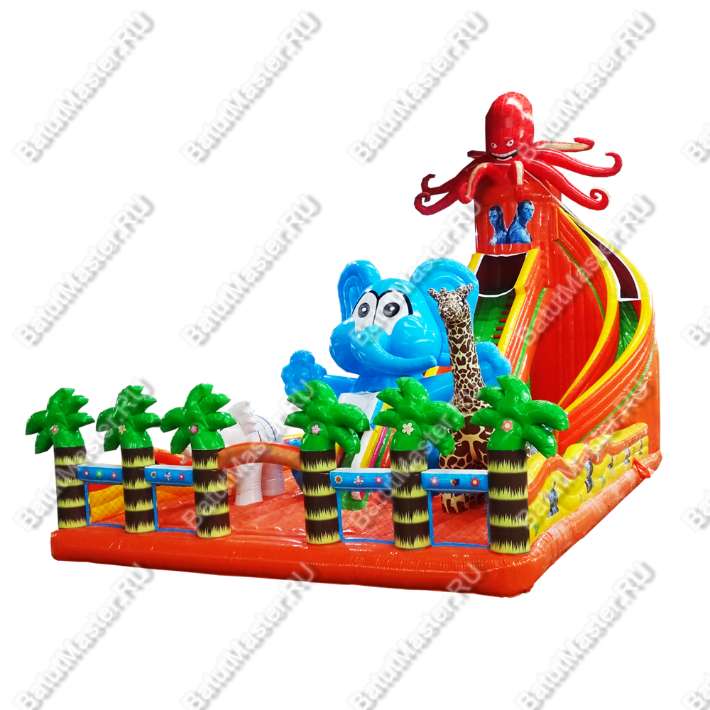 Коммерческий надувной батут "Африканские приключения" 18*9*6 м