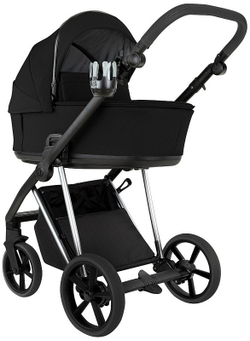 Детская коляска Roan Sol Vintage Luxury 2.0 3 в 1 с автокреслом Tutis Elo Lux EduSky Grey VIN 05/CB Caviar Black/Nickel/руч.Black