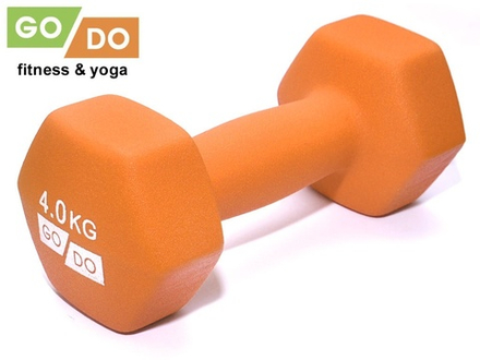 Гантель GO DO в виниловой матовой неопреновой оболочке. Вес 4 кг.  (Оранжевый)