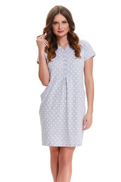 Сорочка свободного кроя в горошек (Размер: M) (Цвет: светло-серый)