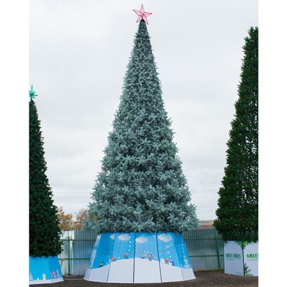 Уличная елка ствольная "Альпийская изумрудная" (пвх бело-зелёная) 9 м