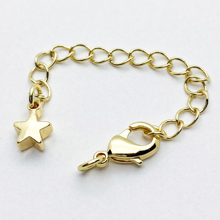 Замок-карабин с удлинителем, цвет золото, размер 10 мм, цепочка 50 мм, цена за 1 шт