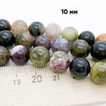 Турмалин, диаметр 10,1-10,3 мм, цена за 18-19 шт (1/2 нити)
