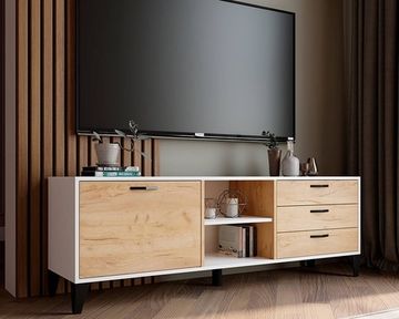 Тумба-ТВ ПАРУС-9 белый / дуб крафт золотой