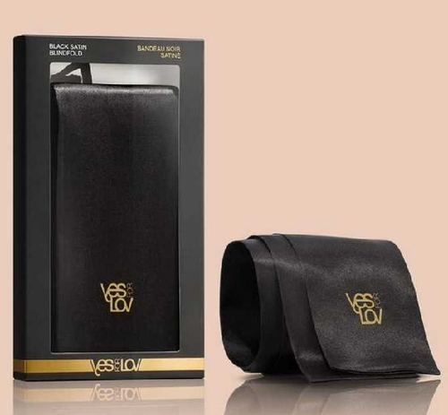 Черная сатиновая повязка на глаза 135см YESforLOV