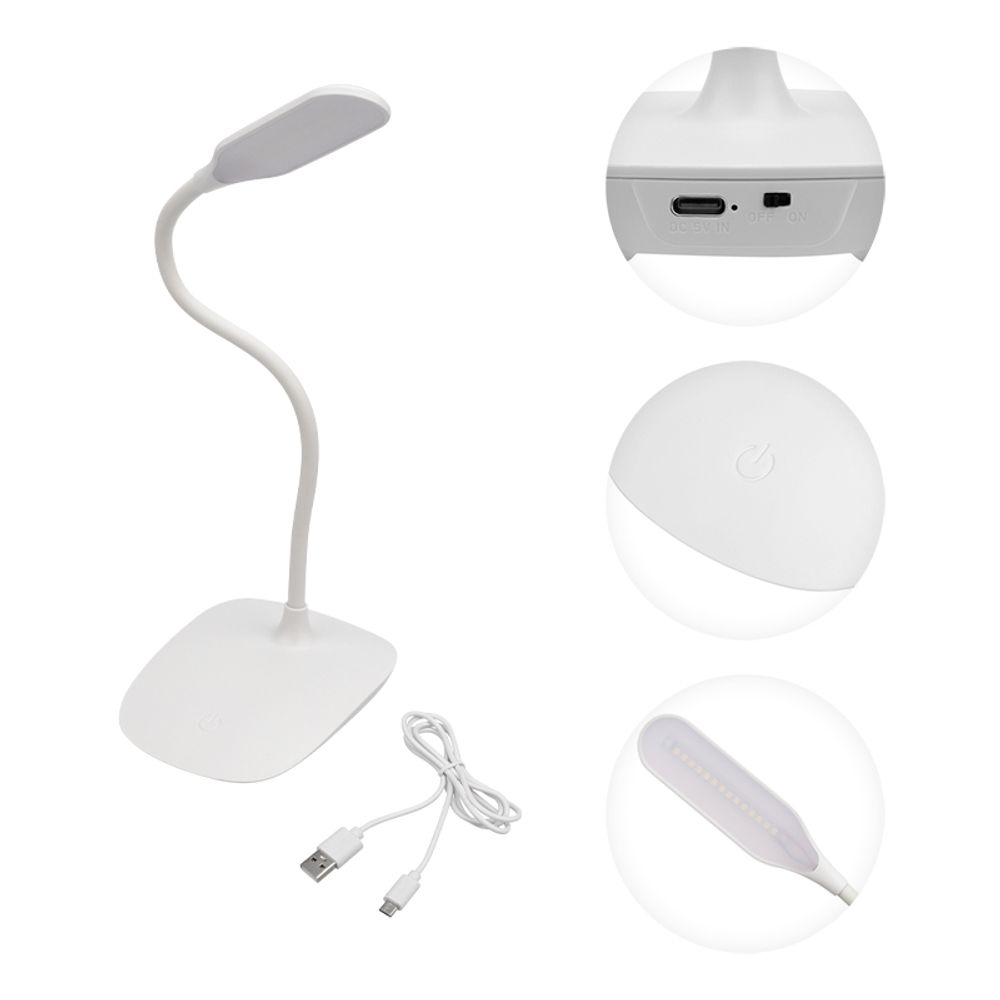 Светильник настольный Click 4Вт, LED, 4000К, диммируемый 3 ступени, заряжаемый, на основании, белый