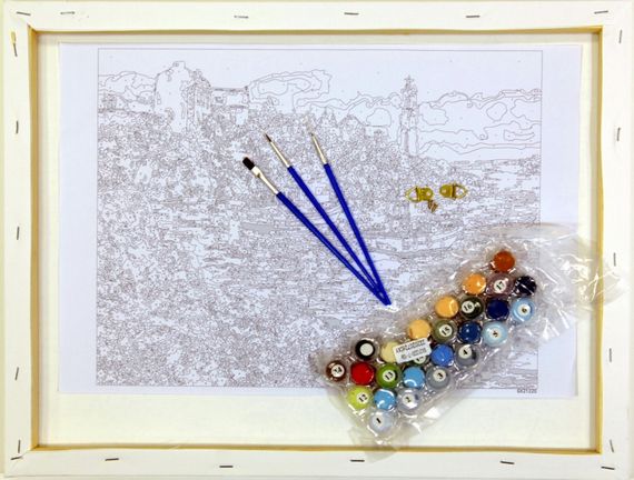 Nömrələr ilə rəngləmə \ Картина по номерам Ромашки на фоне озера