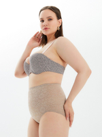 Высокие утягивающие трусы с цветочным рисунком (Размер: XL) (Цвет: бежевый)