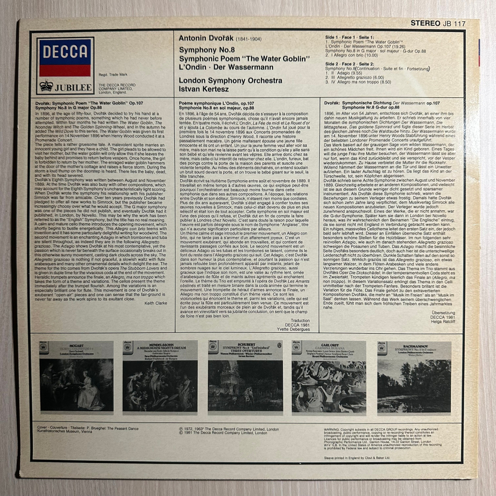 Дворжак - Симфония № 8 Водяной (Голландия 1981г.)