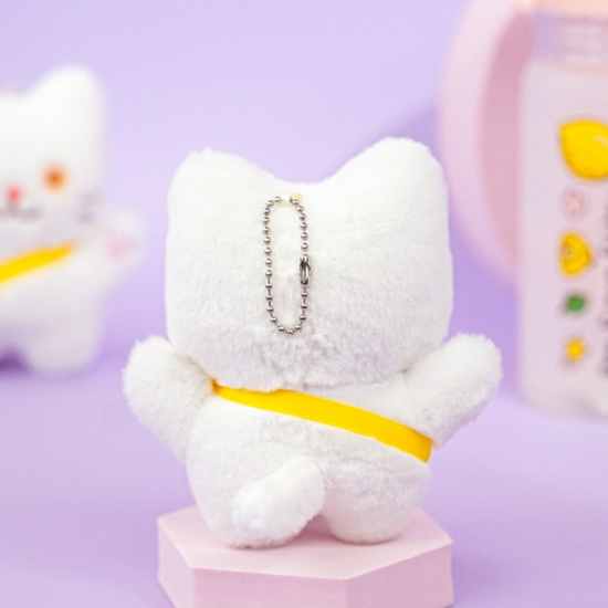 Мягкий брелок Котик белый, 12 см