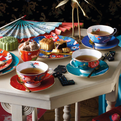 Wedgwood Коралловая чайная чашка с блюдцем Paeonia Blush 320 мл