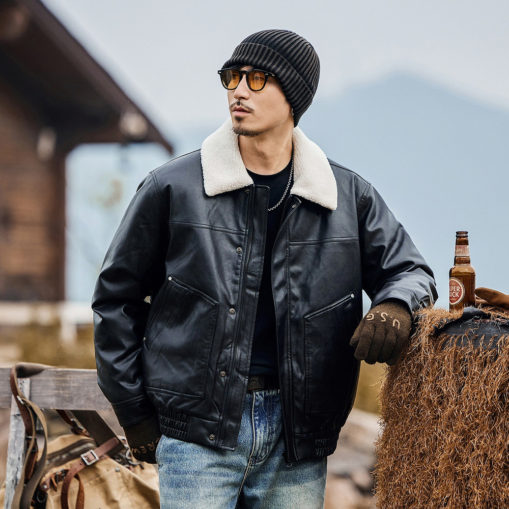 Мужская куртка из чистого белого утиного пуха с высоким наполнением 90%, зимняя утолщенная байкерская кожаная куртка с теплым меховым воротником для мужчин.