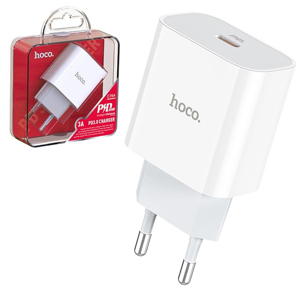 Сетевой адаптер питания HOCO C76A Plus PD 20W (белый)