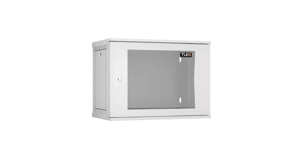 Шкаф настенный 9U, Ш600хГ350, стеклянная дверь, цельнометаллические стенки, серый