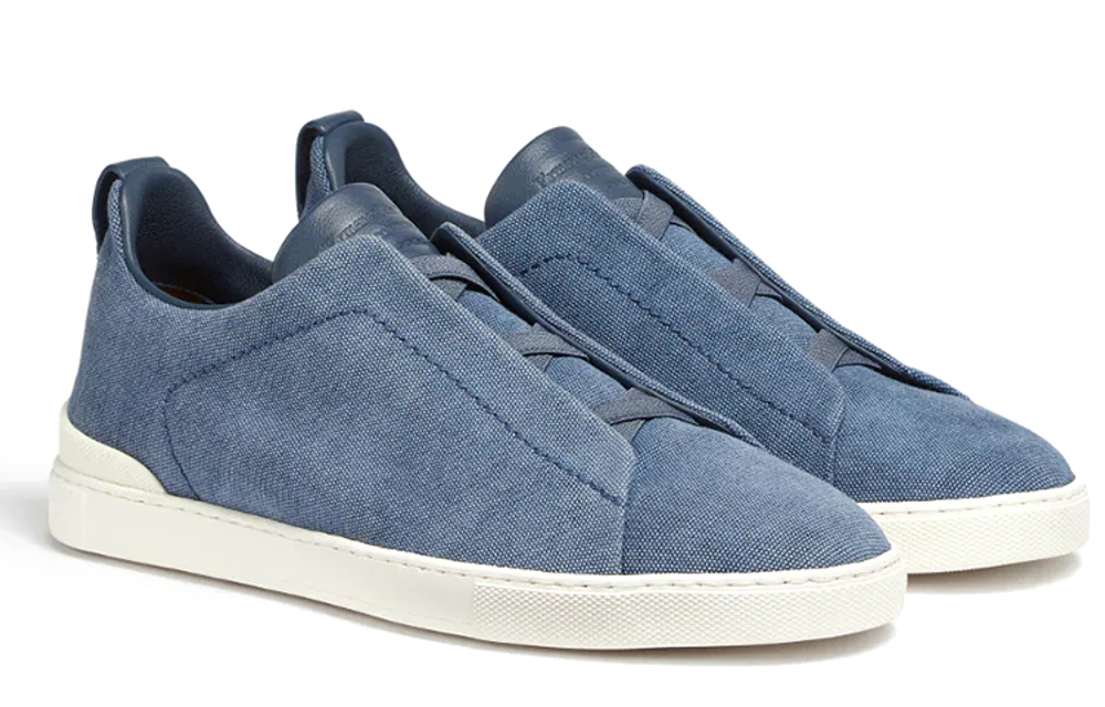 Zegna Triple Stitch Stylish Skateboarding Shoes Men"s Blue