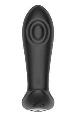 Черный массажер простаты с вибрацией, эффектом маятника и пультом ДУ