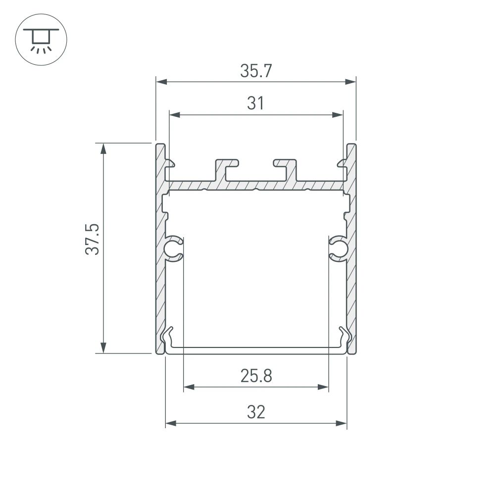 Профиль SL-LINE-3638-LW-2000 ANOD (Arlight, Алюминий) 038362