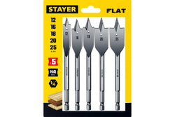 Набор сверл перовых по дереву Flat (5 шт; 12-16-18-20-25 мм) STAYER 2950-H5