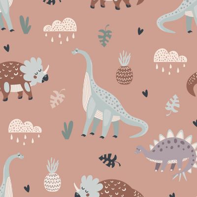 милые динозавры на бежевом фоне