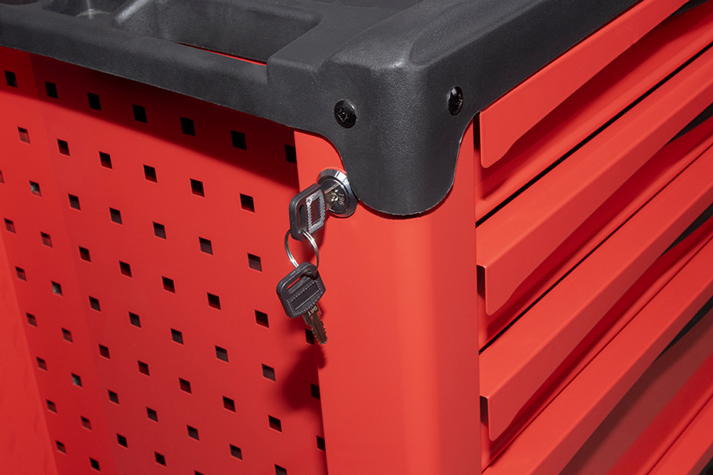 Тележка инструментальная КРАСНАЯ на колесах 5 ящиков BTD251