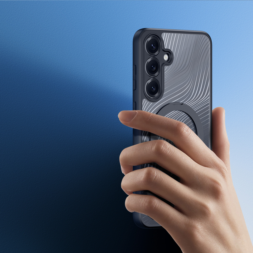 Чехол с MagSafe от Dux Ducis для Samsung Galaxy S25, серия Aimo Mag Series (версия с магнитной откидной подставкой)