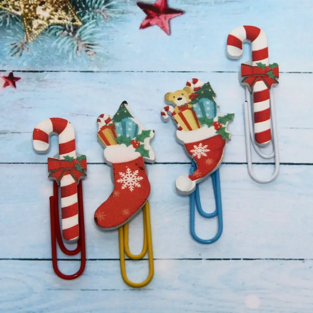 Скрепки для бумаги 4шт «Новогодние вкусняшки» 5 см