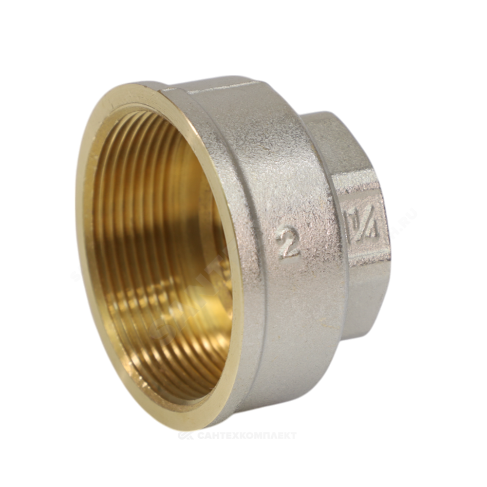 Муфта латунь никель переходная Ду 32х25 (1 1/4"х1") ВР/ВР 9019 ГОСТ 32585-2013 Aquasfera 9019-06