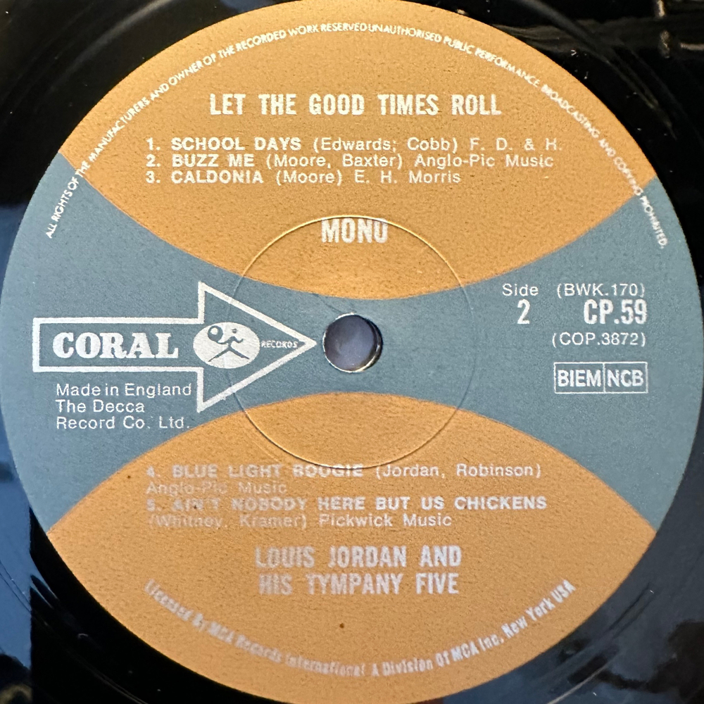 Louis Jordan And His Tympany Five ‎– Let The Good Times Roll (Англия 1970г.)