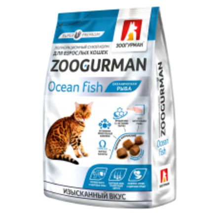 Зоогурман сухой корм для взрослых кошек океаническая рыба 350 г