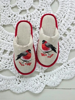 Льняные тапочки Снегири