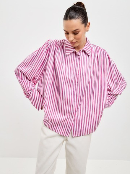 Блуза вискозная в розовую полоску