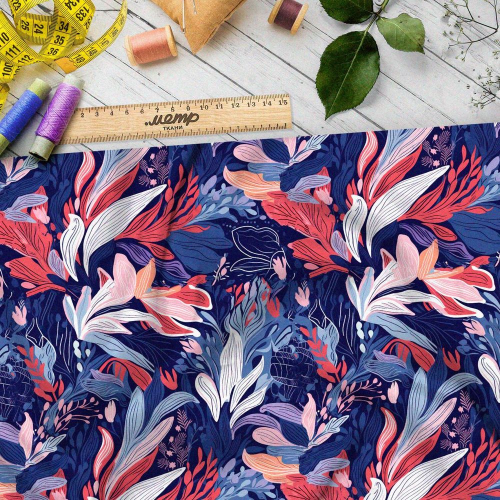 Ткань премиум мембрана фантазийная листва