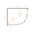 Душевой уголок Cezares MOLVENO-RH-1-110/90-C-BORO-IV, 110х90х195, профиль брашированное золото, прозрачное стекло