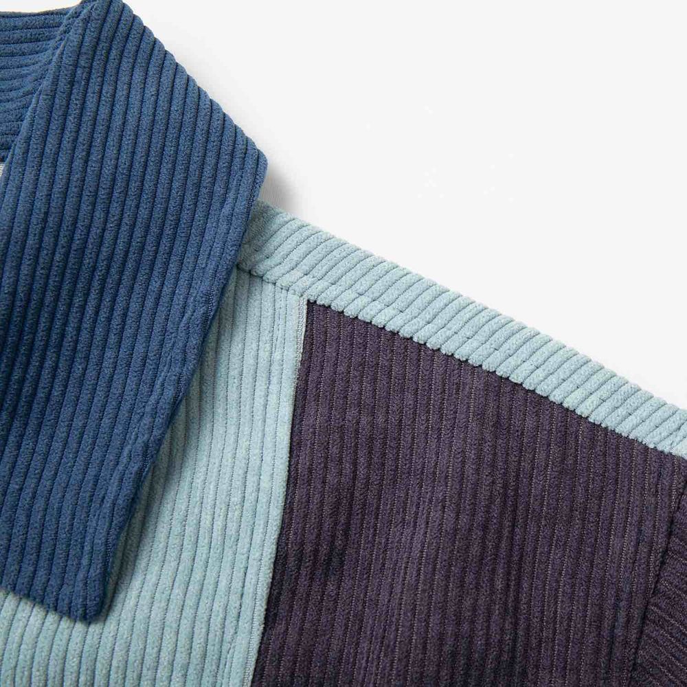 Рубашка Ymkashix Velvet Color block Zip Голубая/Графитовая/Синяя