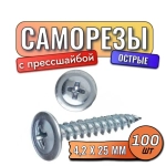 Саморезы с прессшайбой острые 4,2 х 25 мм 100 шт