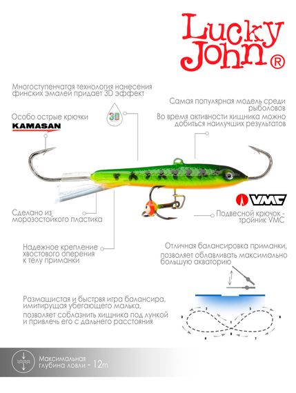 Балансир Lucky John CLASSIC 7 с тр. 70мм/20 блистер